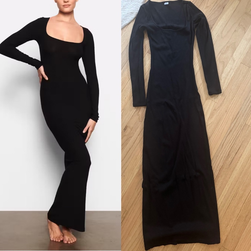 Black ribbed Long Sleeve Maxi Dress sz small